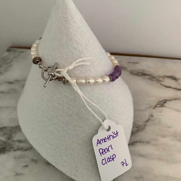 2/30$ 🔮 Amethyst & Pearl Harmony Bracelet Clasp - Picture 3 of 5